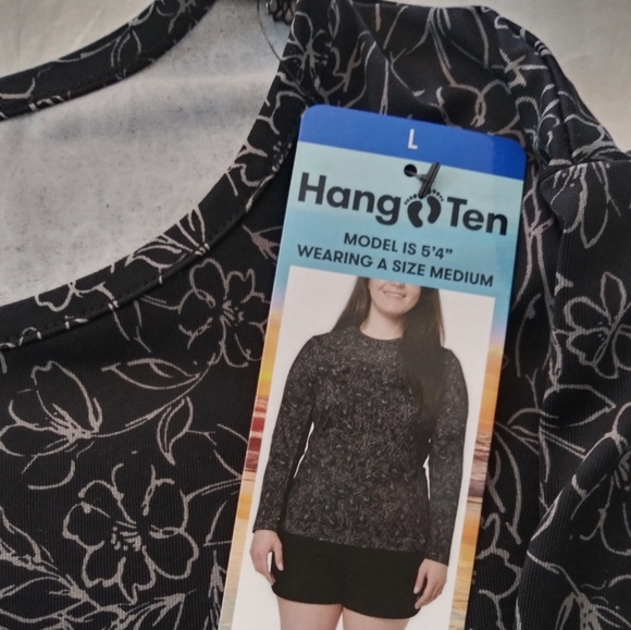 NWT UV Protection Women's Hang Ten Black And Grey Long Sleeve Shirt, Size Large - Picture 4 of 10